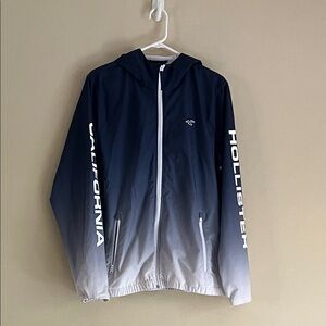 Hollister Men's Gradient Navy and Gray Windbreaker size L